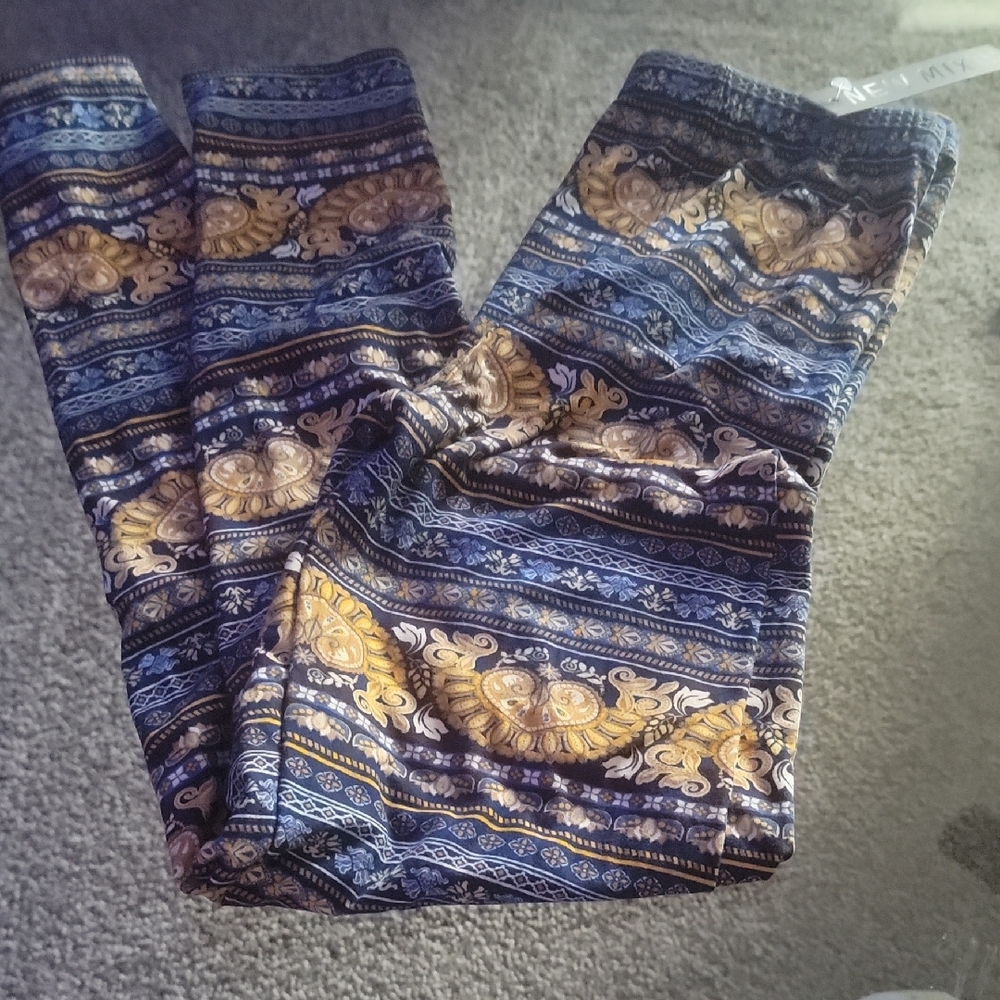 New Mix Blue and Gold Patterned Leggings